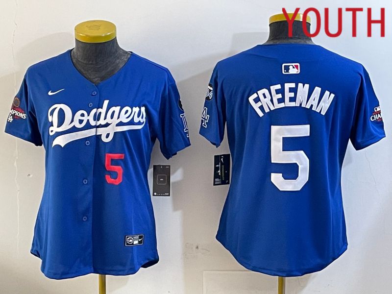 Youth Los Angeles Dodgers #5 Freeman Blue Game 2024 Nike MLB Jersey style 12053->youth mlb jersey->Youth Jersey